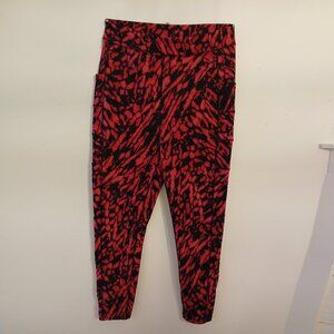 POP Fit 2X Spandex Pocketed Leggings Like-new Red & Black Pattern